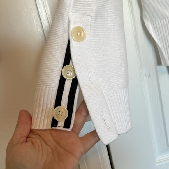 Women’s J. Crew M white long sleeved sweater nice arm detailing boat neck knit - Picture 2 of 11